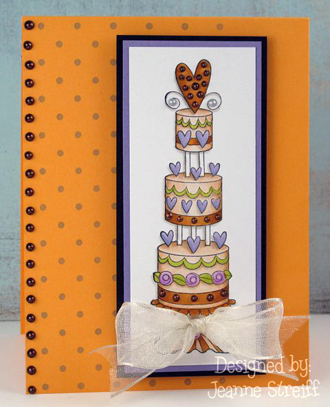 I used E807 Tall Heart Cake and I552 Small Dot Background stamps for my 